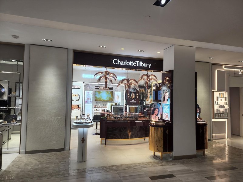 Completed Charlotte Tilbury boutique buildout in a luxury department store
