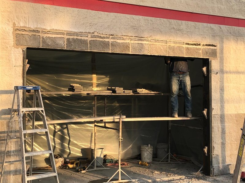Exterior wall opening in progress